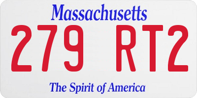MA license plate 279RT2
