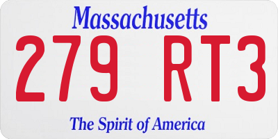 MA license plate 279RT3