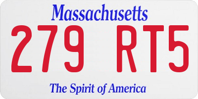 MA license plate 279RT5