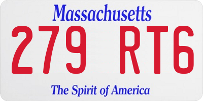 MA license plate 279RT6