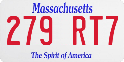 MA license plate 279RT7