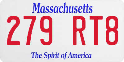 MA license plate 279RT8