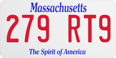 MA license plate 279RT9