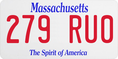 MA license plate 279RU0