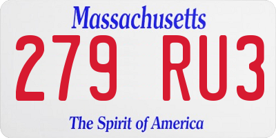 MA license plate 279RU3