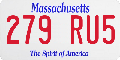 MA license plate 279RU5