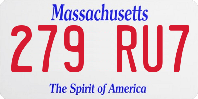 MA license plate 279RU7