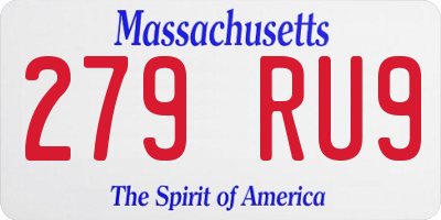 MA license plate 279RU9