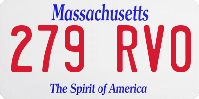 MA license plate 279RV0