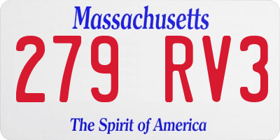 MA license plate 279RV3