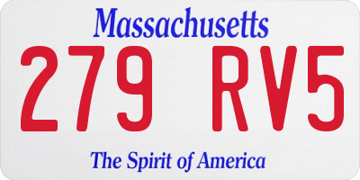 MA license plate 279RV5