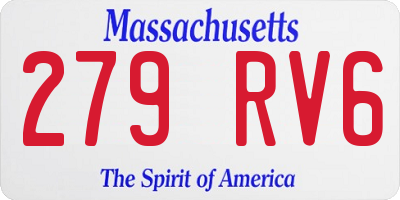 MA license plate 279RV6
