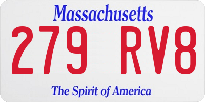 MA license plate 279RV8