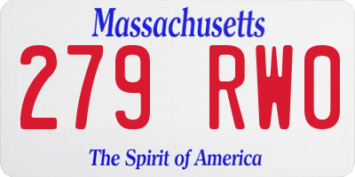 MA license plate 279RW0