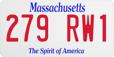 MA license plate 279RW1