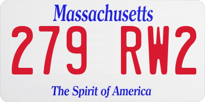 MA license plate 279RW2