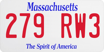 MA license plate 279RW3