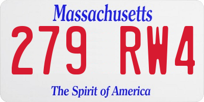 MA license plate 279RW4