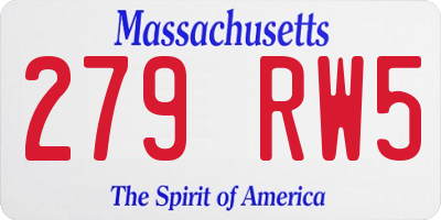 MA license plate 279RW5