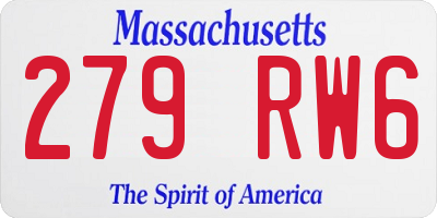 MA license plate 279RW6