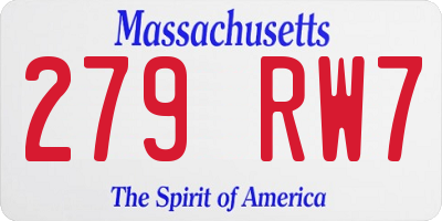 MA license plate 279RW7