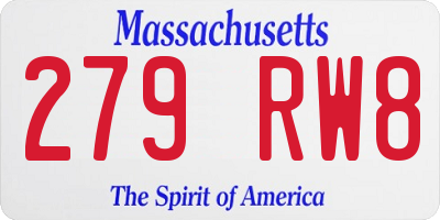 MA license plate 279RW8