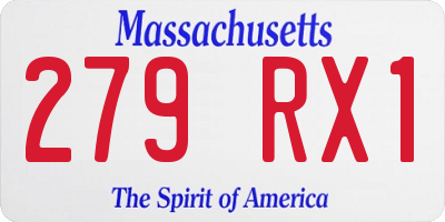 MA license plate 279RX1