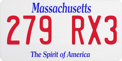 MA license plate 279RX3