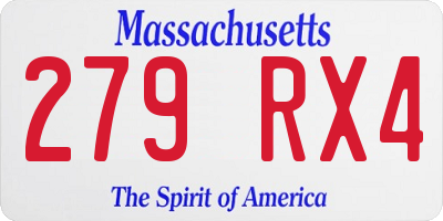 MA license plate 279RX4