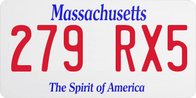 MA license plate 279RX5