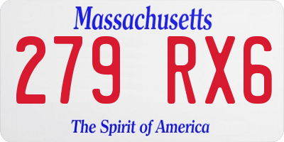MA license plate 279RX6