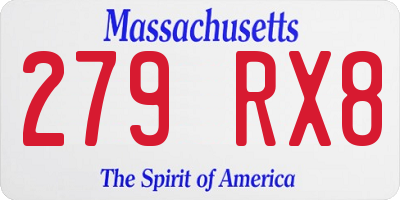 MA license plate 279RX8