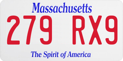 MA license plate 279RX9