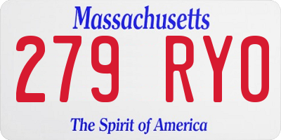 MA license plate 279RY0