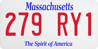 MA license plate 279RY1