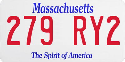 MA license plate 279RY2