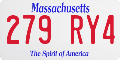 MA license plate 279RY4