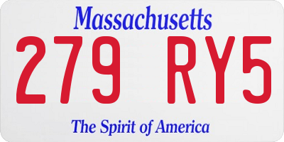 MA license plate 279RY5