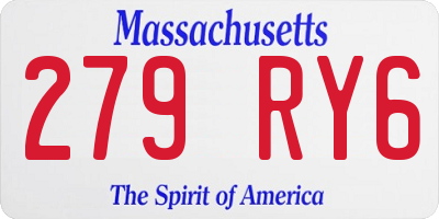 MA license plate 279RY6