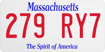 MA license plate 279RY7