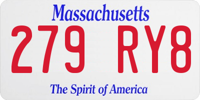MA license plate 279RY8