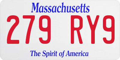 MA license plate 279RY9