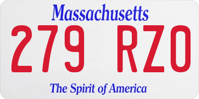 MA license plate 279RZ0