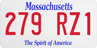 MA license plate 279RZ1