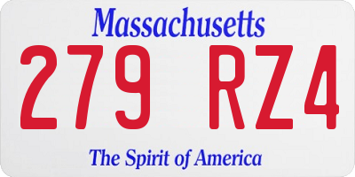 MA license plate 279RZ4