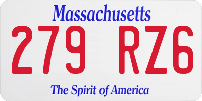 MA license plate 279RZ6