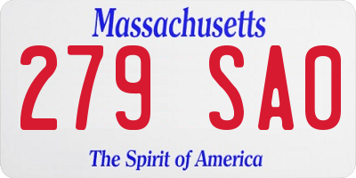 MA license plate 279SA0