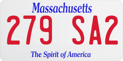 MA license plate 279SA2