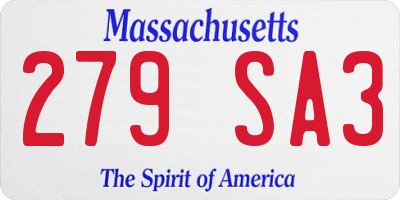 MA license plate 279SA3