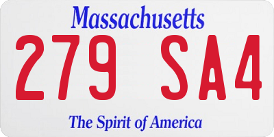 MA license plate 279SA4